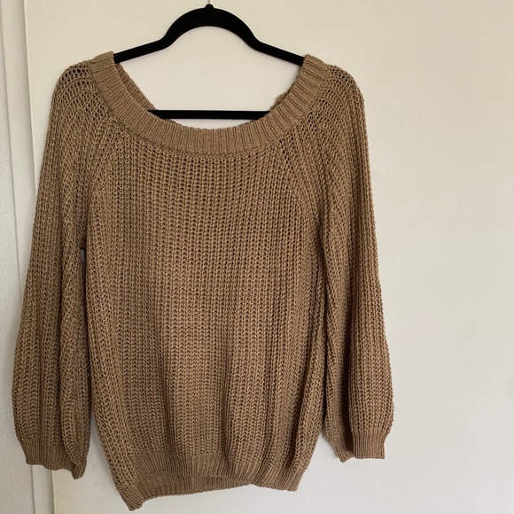 She and sky off the shoulder brown top, Size small - Picture 1 of 4